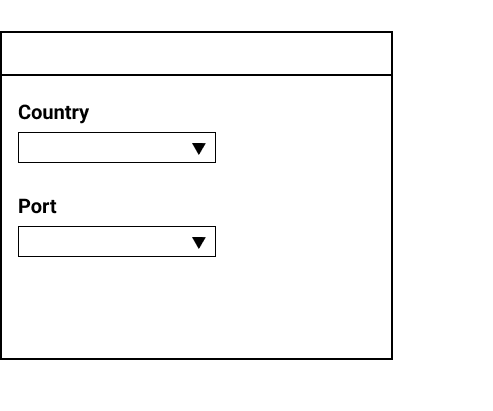 Two dropdowns are shown onscreen, the first for selecting a country and the second for choosing a port.